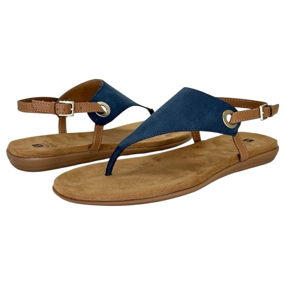 White Mountain London Navy Faux Leather Womens Thong Sandals Size 10M - Picture 10 of 12